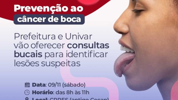 Prefeitura de Barra do Garças e curso de Odonto do Univar promovem ação para detecção e prevenção do câncer bucal, no dia 9 de novembro