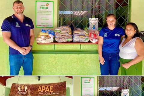 Entrega de alimentos não perecíveis para a APAE de Barra do Garças-MT.