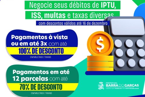 Mutirão Fiscal 2024: Em Barra do Garças, contribuintes têm até 16 de dezembro para negociar débitos municipais
