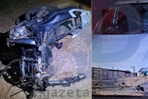 Acidente mata homem e deixa moto partida ao meio em anel viário