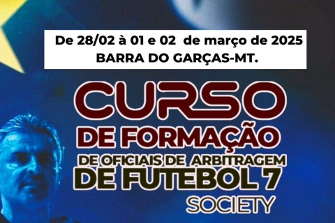 A Federação Mato-Grossense de Futebol 7 Society promove mais um curso de formação de oficiais de arbitragem de futebol society.