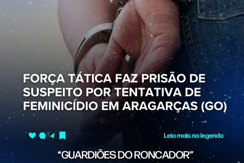 FORÇA TÁTICA FAZ PRISÃO DE SUSPEITO POR TENTATIVA DE FEMINICÍDIO EM ARAGARÇAS (GO)