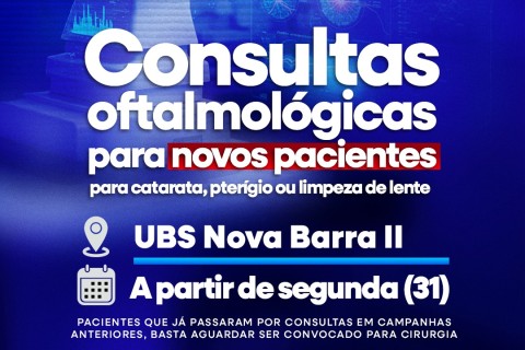 Prefeitura de Barra do Garças inicia campanha de consultas oftalmológicas para novos pacientes